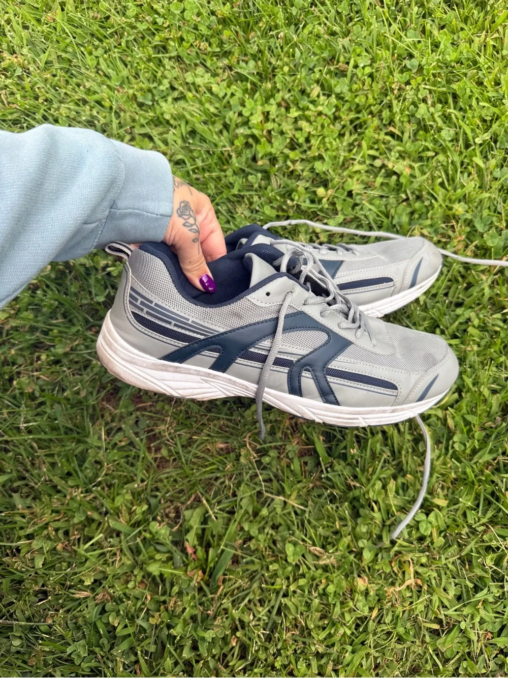Fit Freedom Athletic Walking Shoes Gray Navy Size 13W